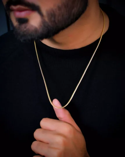 Aamolya Jewels Most Popular (18 k Gold Plated) Snake designed flat Chain fashion For Men & Boys