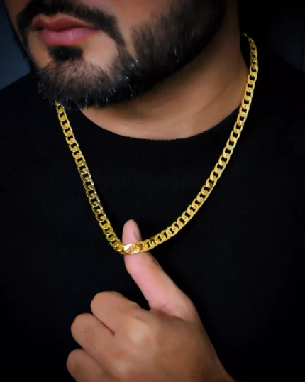 Aamolya jewels Sehwag Latest Pure Stainless Steel Gold Chain For Men & Boys