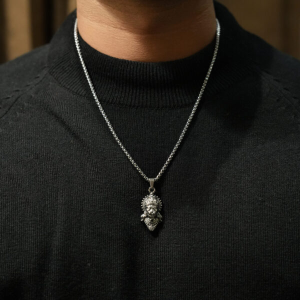 Antique Silver Lord Hanuman Pendant with Chain