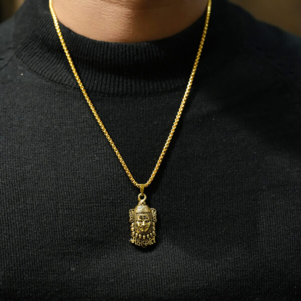 Divine Mahakal Pendant in Antique Gold Finish – Symbol of Power and Protection