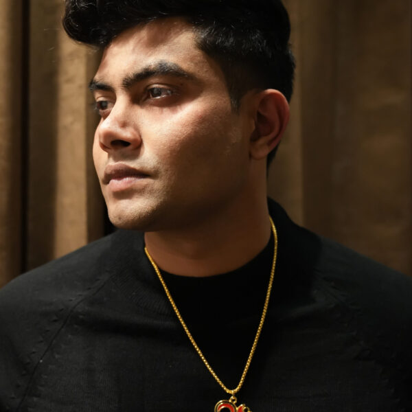 Bold Red & Gold Om Pendant – Sacred Symbol of Divine Energy and Peace