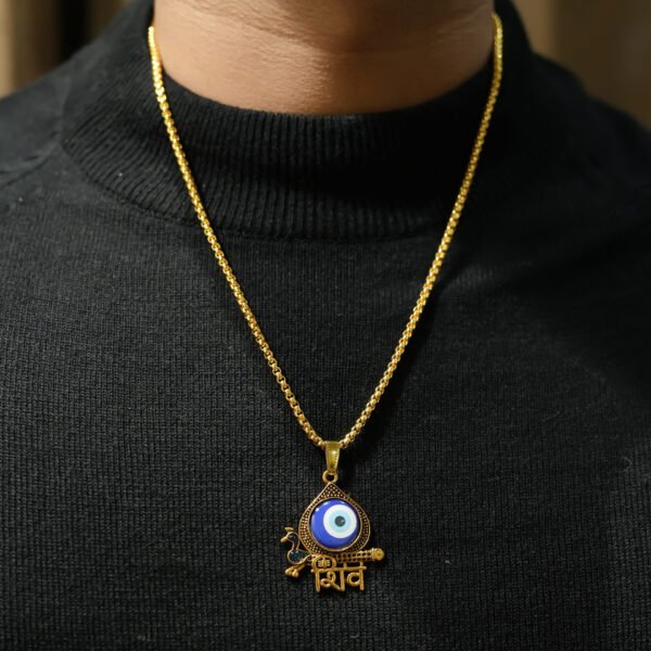 Shiv Trishul Evil Eye Pendant – Divine Protection with Nazar Suraksha