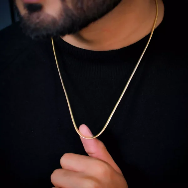 Aamolya Jewels Most Popular (18 k Gold Plated) Snake designed flat Chain fashion For Men & Boys