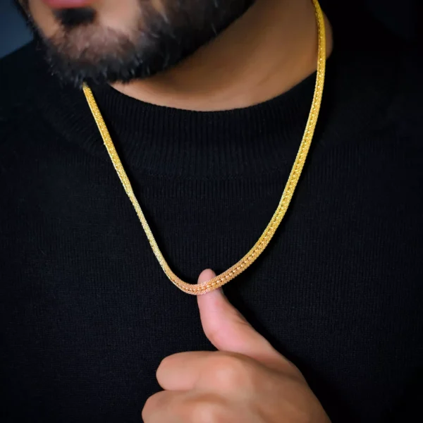 Aamolya Jewels Latest Pure Stainless Steel Gold Plated 4 mm Gope Ball Chain For Men & Boys