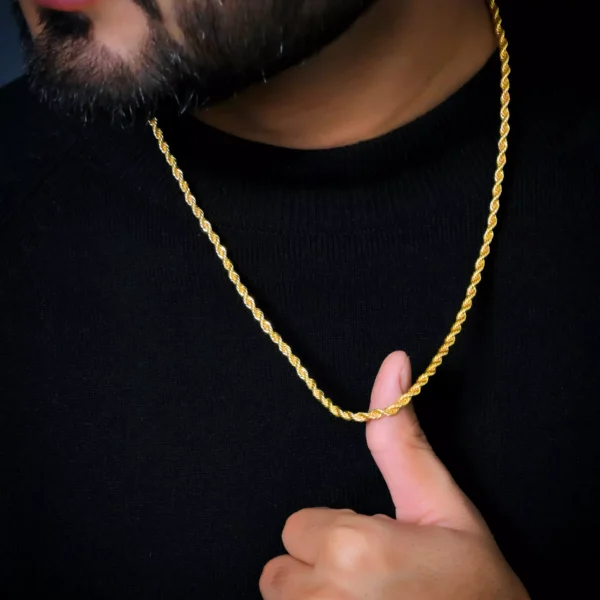 Aamolya Jewels (18k Gold plated) Super Long, 4mm Thick, Rope Designed Fashion Chain For Men & Women