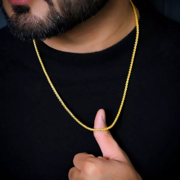 Aamolya Jewels (18k Gold plated) Round Box Chain for Men & Boys