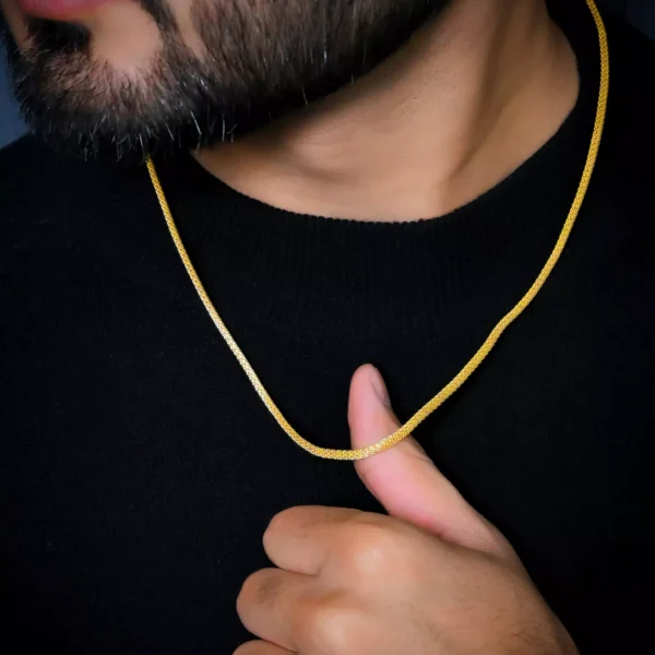 Aamolya Jewels Most Popular (18 Gold Plated) 4 mm gope Flat Chain For Men & Boys