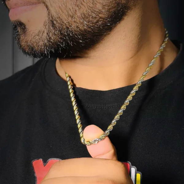 Aamolya Jewels (18 k Gold-Silver Plated) Rassa Double tone Design Unisex Popular Chain For Boys & Girls