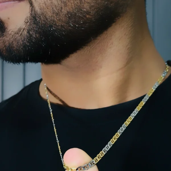Aamolya Jewels (18 k Gold-Silver Plated) Bazigar Double tone Design Unisex Popular Chain For Boys & Girls